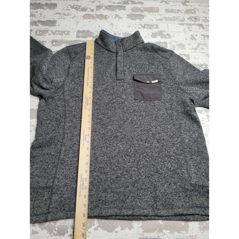 Woolrich Fleece Sweater Mens Size XL Gray 1/4 Snaps Pullover Pocket Polyester - Picture 4 of 6